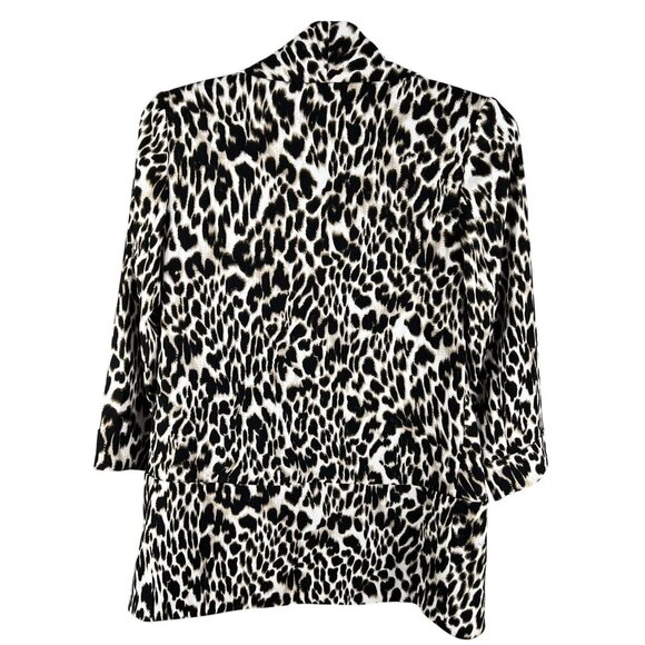 Calvin Klein Womens S Leopard Print Open Cardigan 3/4 Sleeves Oversized Blazer - Picture 8 of 16